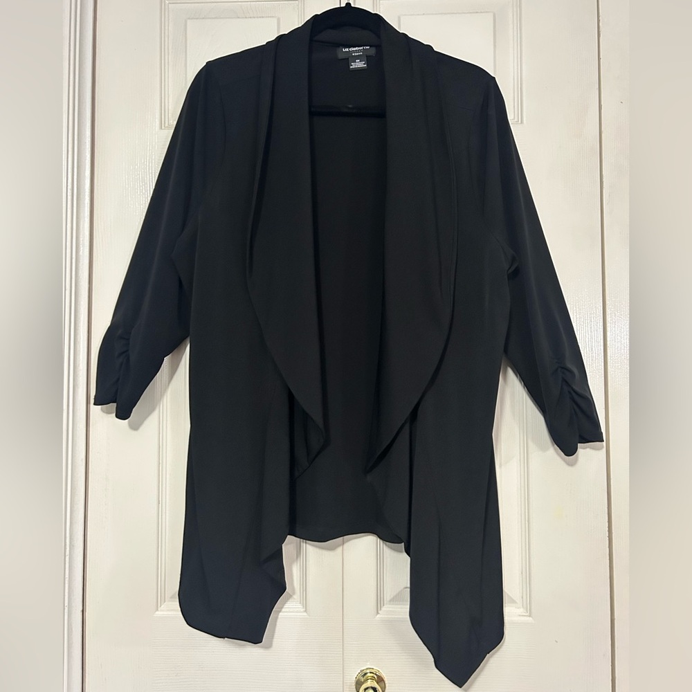 Liz Claiborne Career Woman, Black Open Panel, Lightweight Cardigan, Shrug